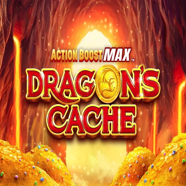 Official Slots logo: Action Boost Max Dragon's Cache by SpinPlay Games at PlayMojo Casino
